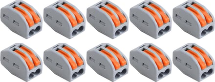 Lasklem Set 10 Stuks - 2 Polig met Klemmetjes - Grijs/Oranje