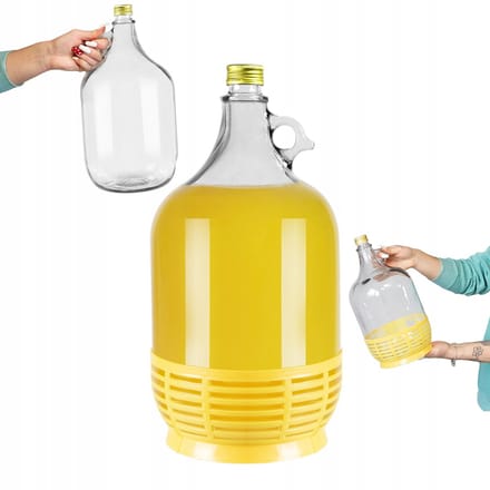Bimberek Dama - Glazen Wijnfles - 5L - Metalen Dop - In Mand