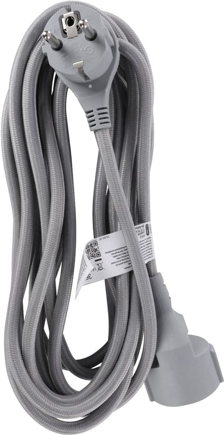 Q-Link verlengsnoer - randaarde - plat - 3 x 1.5 mmÂ² - 5 m - textiel - zilver
