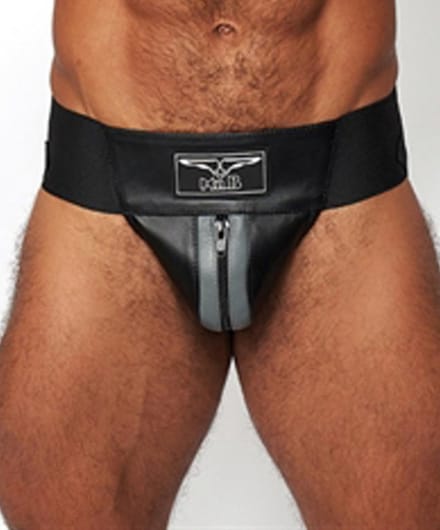 Mister b leather premium jockstrap black/grey large