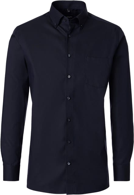 VENTI CASA MODA comfort fit overhemd - structuur - donkerblauw - Strijkvrij - Boordmaat: 48