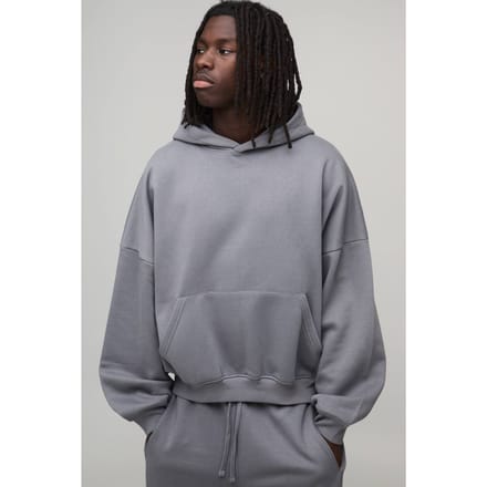 Basic Oversized Boxy Hoodie Met Verlaagde Schouders En Vleermousmouwen | Grey | Size Medium