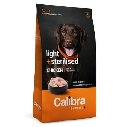 Calibra Dog EXPERT+ Adult Light & Steril. Kip 12 kg.