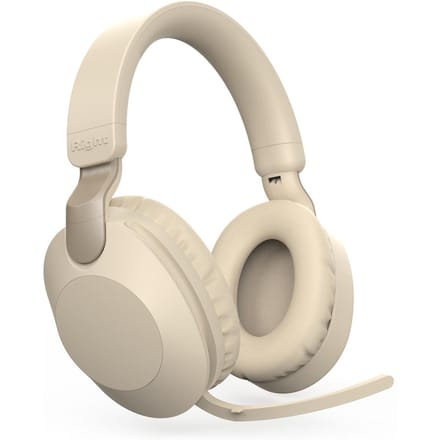 Casque sans fil BT5.3 Casque de jeu supra-auriculaire avec microphone rotatif Casque de centre d'appels beige