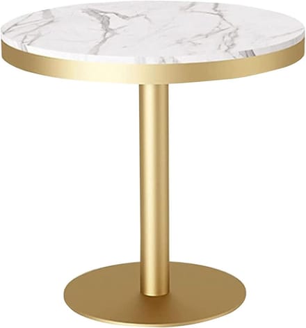 Bartafel Rond - Keukentafel Hoge Tafel - Drankjes Serveren - Krasbestendig Marmerblad - 55x105cm - Wit