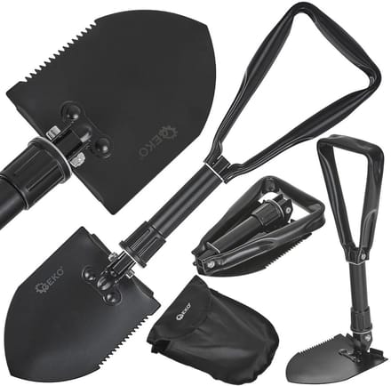 GEKO 2-in-1 opvouwbare survival schep - compact - verstelbaar - zwart