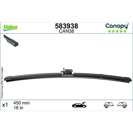 Wisserblad VALEO Canopy 583938, 450mm, Voor, 1 Stuk