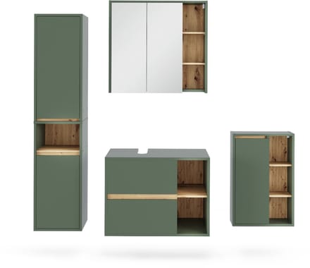 Vicco Badkamermeubelset Viola, Groen/Artisanaal eiken, 4-delig