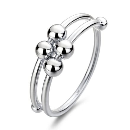 Anxiety Ring - (Dubbele ring) - Stress Ring - Fidget Ring - Anxiety Ring For Finger - Draaibare Ring Dames - Spinning Ring - Spinner Ring - Zilver 925