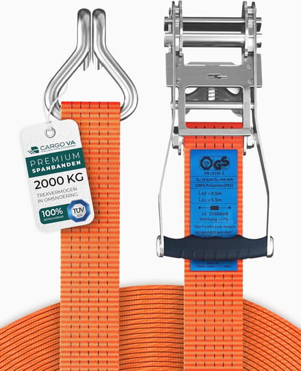 Spanband met ratel en haken - 35 mm x 6 m - 2000 kg breukbelasting - Set van 2