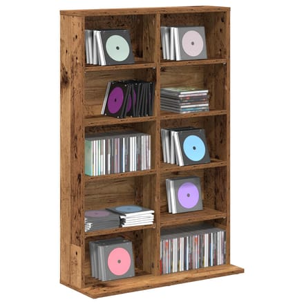 vidaXL - CD - Kast - Oud - hout - 65 - x - 23,5 - x - 97,5 - cm - Bewerkt - hout