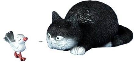 Vogel: Pak me dan! tegen de Kat – Dubout Kattenbeeldje – Parastone – 4 x 10 cm