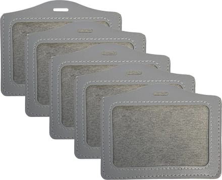 Fako Bijoux - Badgehouder - PU Leder - Kunstleer - Horizontaal - Grijs - 5 Stuks