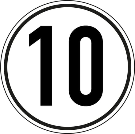 Tempo 10 km sticker 50 mm - 10 stuks per kaart