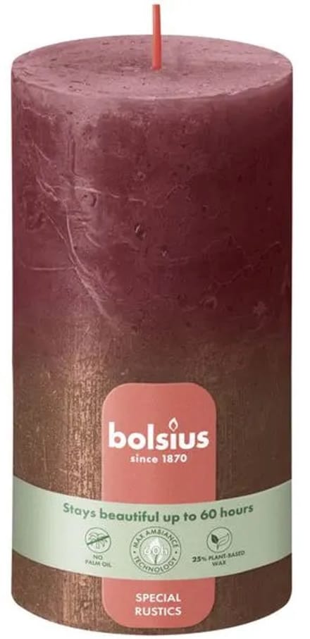 4x Bolsius Fading Metallic Rustiekkaars 130/68 Velvet Red + Copper (1 stuk)