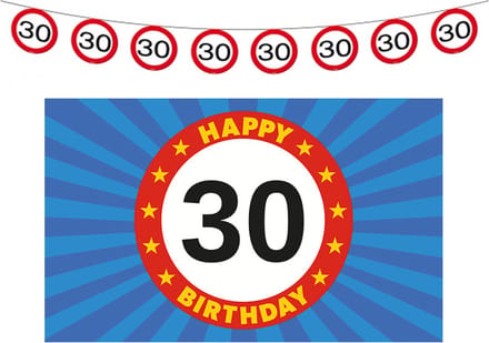 Folat 30 jaar verjaardag slinger en vlag - 10 meter/90 x 150 cm - ophangogen - feestversiering pakket - leeftijd