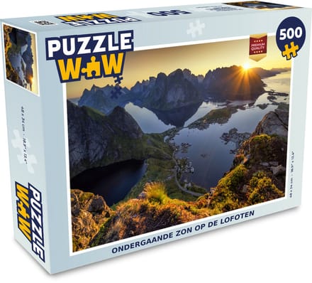 Puzzel Ondergaande zon op de Lofoten - Legpuzzel - Puzzel 500 stukjes