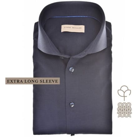 John Miller Overhemd Slim Solid Color Cutaway Extra long Sleeve Tricot Mouwlengte 7 Navy / male