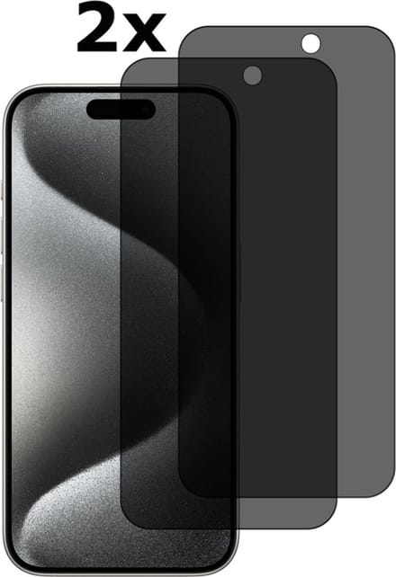 Privacy Screenprotectors Geschikt voor iPhone 15 Pro Max screenprotector Privacy - 2 Stuks - Arara tempered glass van - gehard glas