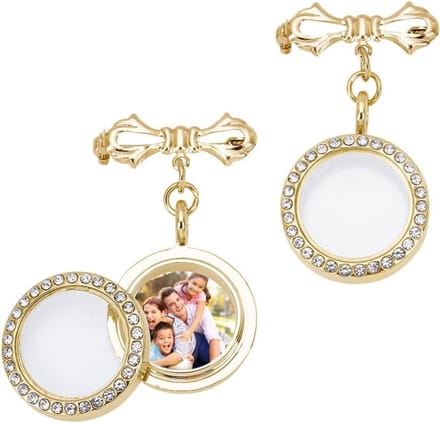 Boeket Hanger - Foto Medaillon - Bruiloft Decoratie - Met Strik - 2 Stuks - Goud