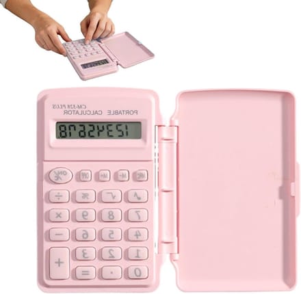 Mini rekenmachine - Klein apparaat - Kantoor school - Beschermend deksel - 15 x 8 cm - Roze