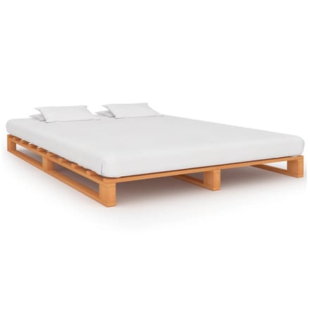 vidaXL - Bedframe - pallet - massief - grenenhout - bruin - 140x200 - cm