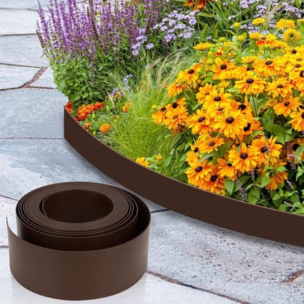 Gazonrand plastic - Bloembed scheiding - Tuin afbakenen - Gemaakt van gerecycled plastic - 25 meter - Bruin