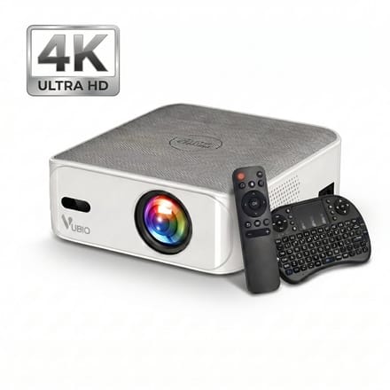 VUBIO Vortex Mini Beamer 4K | ANDROID | WIFI | AI Color Engine | 19200 Lumen | Max 300" | 3D Ready (Anaglyph) | Automatische Keystone | 2 Ingebouwde Speakers | LED Mini Projector