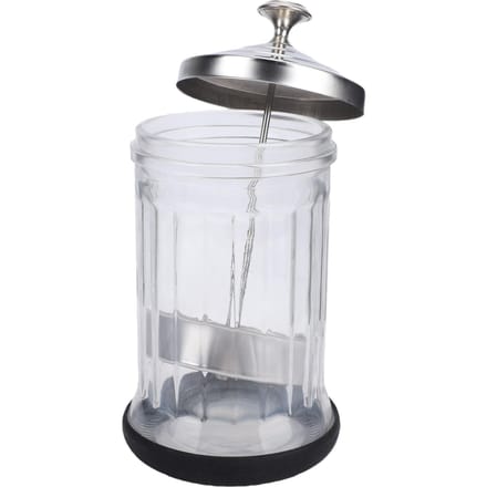 Bocal de Barbier en Verre Borosilicaté Haute Capacité avec Panier Amovible pour Outils de Manucure white