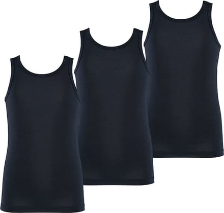 Apollo Jongens Singlet Hemd Bamboe 3-Pack Blauw - Maat  134/140