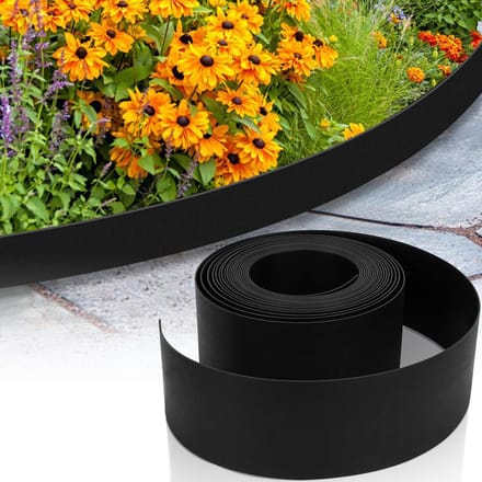 Borderrand op rol - 25m x 10cm - Gazonrand perkrand - Tuinafboording flexibel - 2mm dik - zwart
