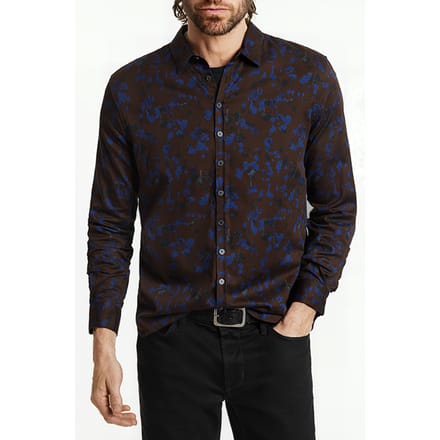 John Varvatos Multi Button Slim Fit Shirt Espresso Größe: S | Casual hemden Outlet | Herren