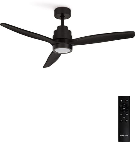 CREATE - Stille plafondventilator van 40 W met technische ABS-bladen, verkrijgbaar in verschillende maten - M - Met licht - Afstandsbediening - WIND STYLANCE