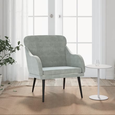 vidaXL - Fauteuil - 63x76x80 - cm - fluweel - lichtgrijs
