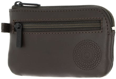 oxmox Leren sleutelgeval Leather Keyholder Circle Bloom Embossed Brown donkerbruin