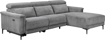 Lund-Hoekbank - 3-Zits Elec. Relax - Grijs Corduroy