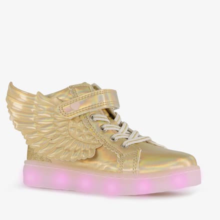Blue Box hoge meisjes sneakers met lichtjes goud - Maat 32