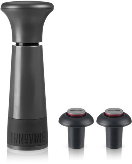 Innovine™ Vacuum Pump Wine Saver in Graphite - Wijnpomp met 2 stoppers