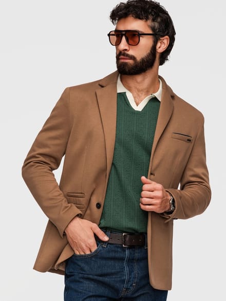 OMBRE Blazer - Slim Fit - Lange Mouw - Knopen Lichtbruin L