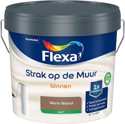 Flexa - Strak Op De Muur Binnen Mat - Warm Walnut - Mengverf - 5 L