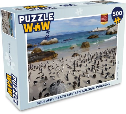 Puzzel Boulders Beach met een kolonie pinguïns - Legpuzzel - Puzzel 500 stukjes