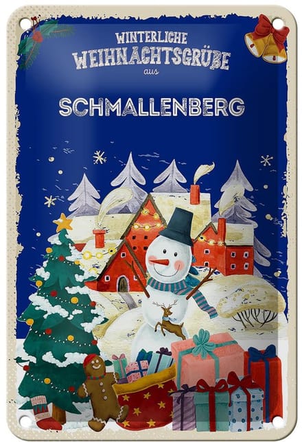 Blechschild Weihnachtsgrüße aus SCHMALLENBERG Geschenk Deko 12x18cm