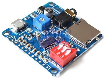 Muziekspeler Module - MP3 Speler - Stem Afspelen - UART I/O Trigger - 5W Klasse D - Groen