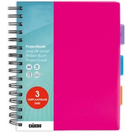 Cadebo Projectboek A5 3tabs 200vel - Pink Roze -
