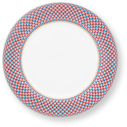 Plate Flower Festival Scallop Red-Light Blue 26.5cm