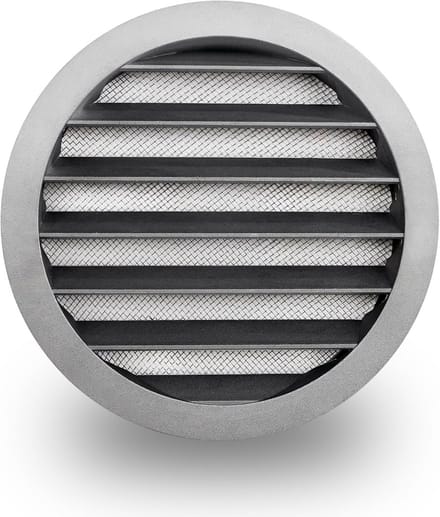 Rond ventilatierooster aluminium met insectengaas - Ø80 tot Ø200