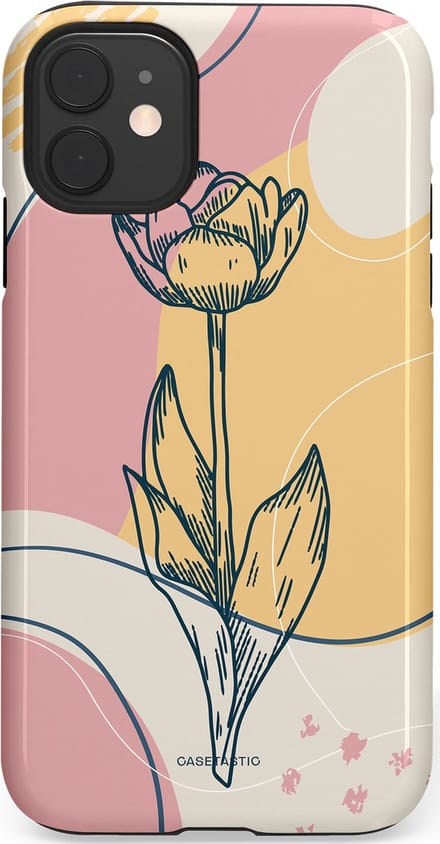 Casetastic hoesje geschikt voor Apple iPhone 11 - Dubbellaagse bescherming - Zachte tulp - Fashion Case - Lichtgrijs Beige Lichtroze