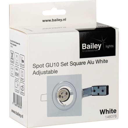 Verstelbare Vierkante GU10 Inbouwspot Wit Aluminium - 146076