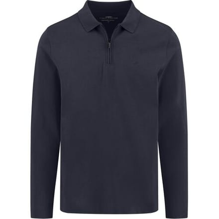Fynch-Hatton Polo Zip Collar Long Sleeve Interlock Cotton Navy / male