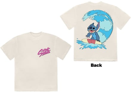 Disney - Stitch Surf Heren T-shirt - L - Creme